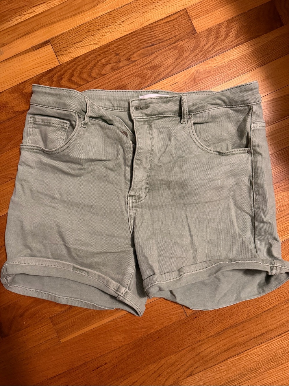 High-Rise Women's Jean Shorts in Sage Green